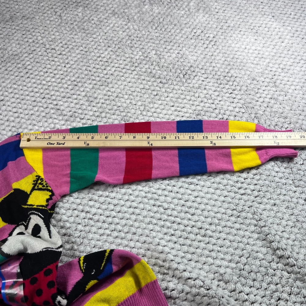 Disney Mickey Minnie Mouse Cardigan Sweater Pink Rainbow Stripe Size LARGE NWT - Picture 10 of 13